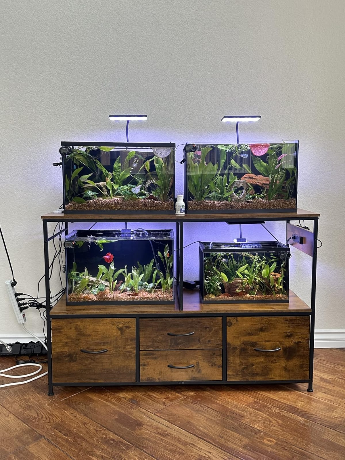 Heybly 55-75 Gal Fish Tank Stand with Drawer, Power Outlet, Black HAS005BK customer photo 2