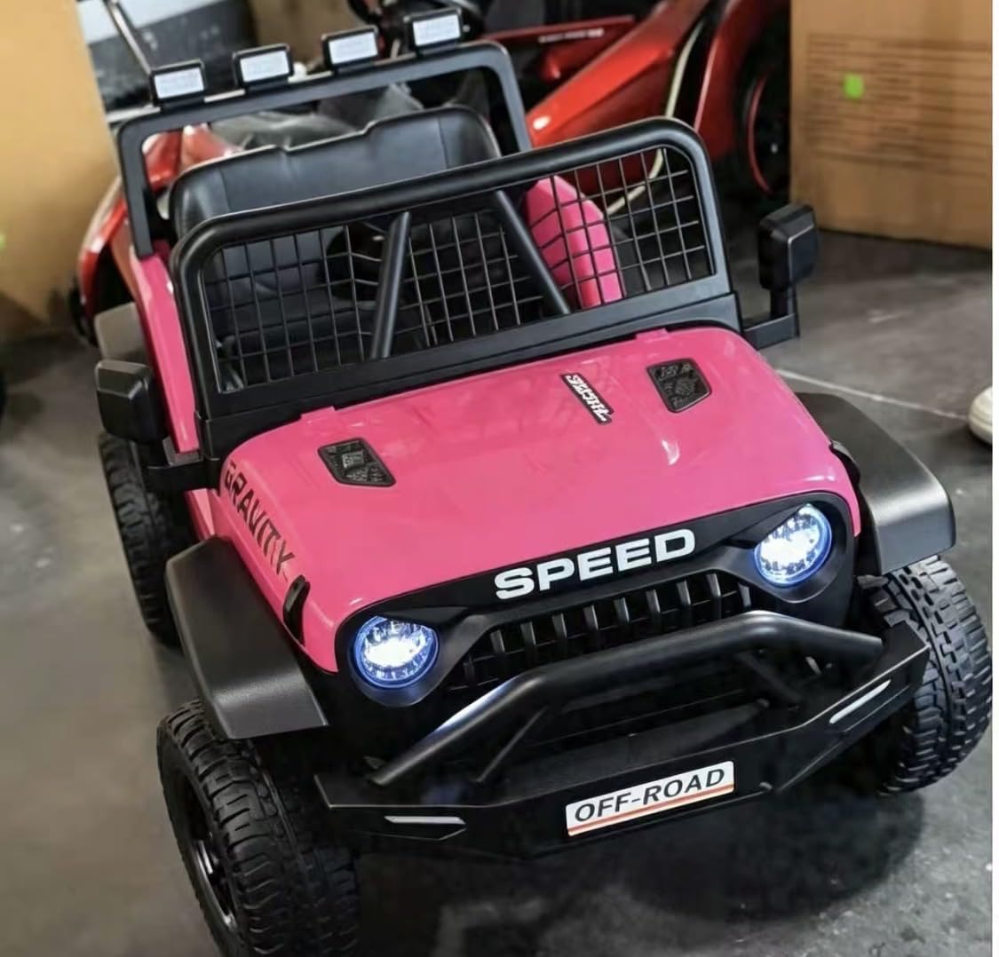 24V Ride on Toys w/Remote Control, 4WD Kids Ride on Truck Car, 3 Speed, Bluetooth Music, Wide Seat, Spring Suspension, LED Light, Birthday for Boys Girls Toddler (Black+Red) customer photo 1