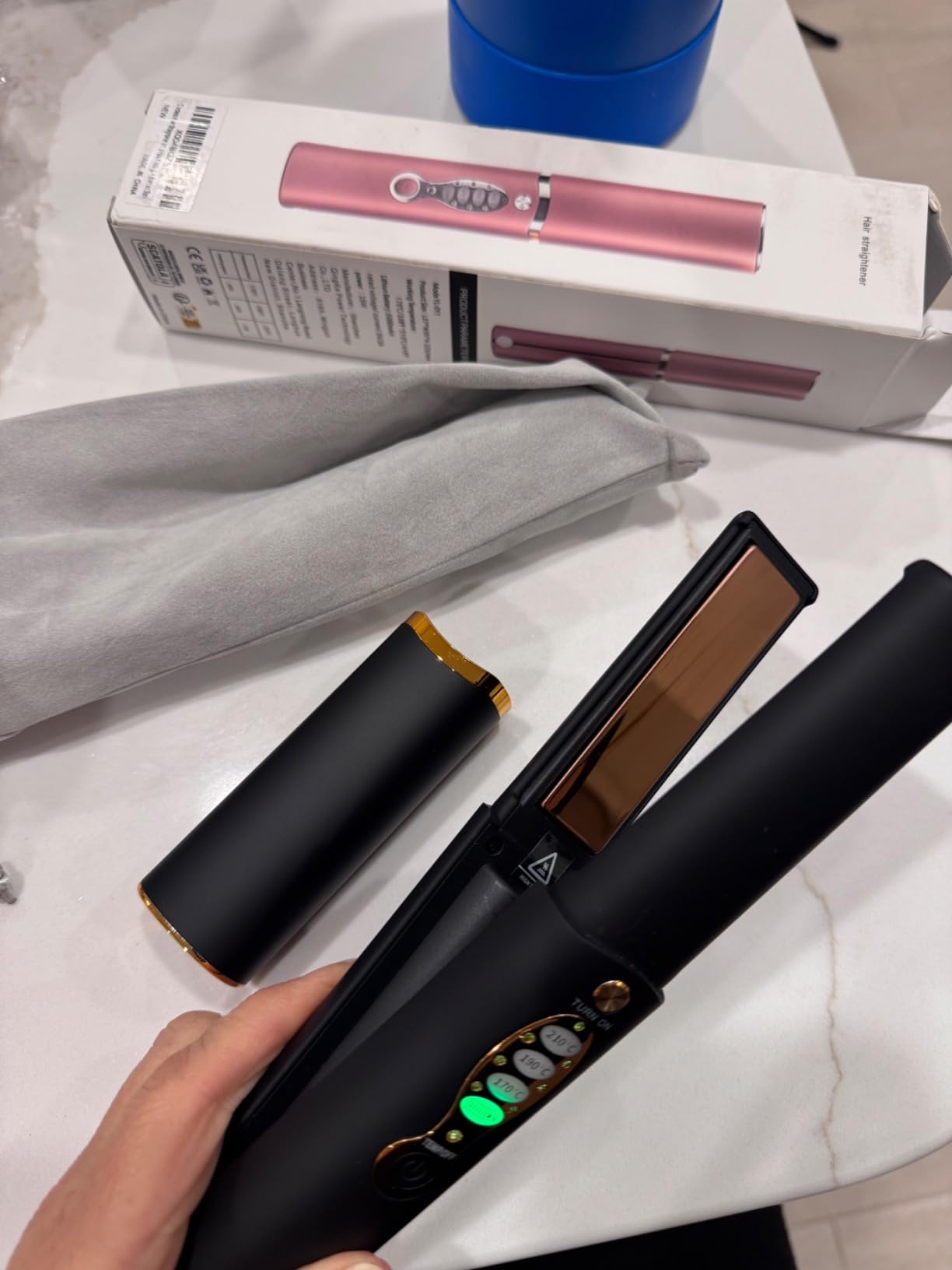 Cordless Mini Hair Straightener, USB-C Rechargeable Travel Flat Iron customer photo 1