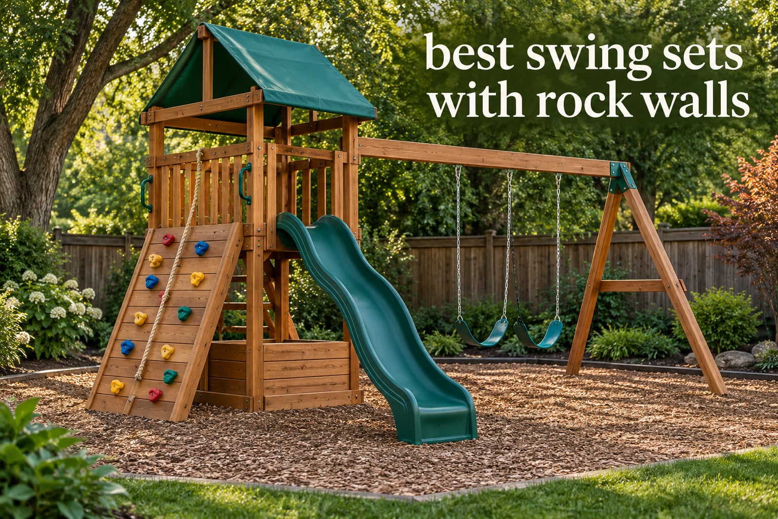best swing sets with rock walls